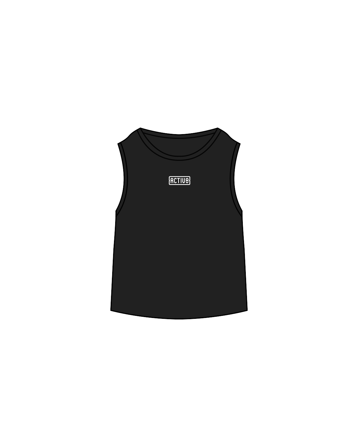 The Womens Classic Crop Tank - Black - Activ8 - Center / Back - White