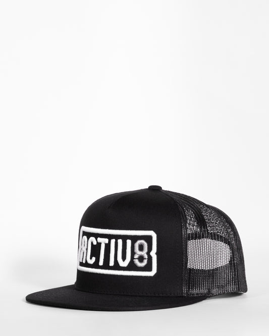 Black Flat Brim Hat - Activ8 Logo