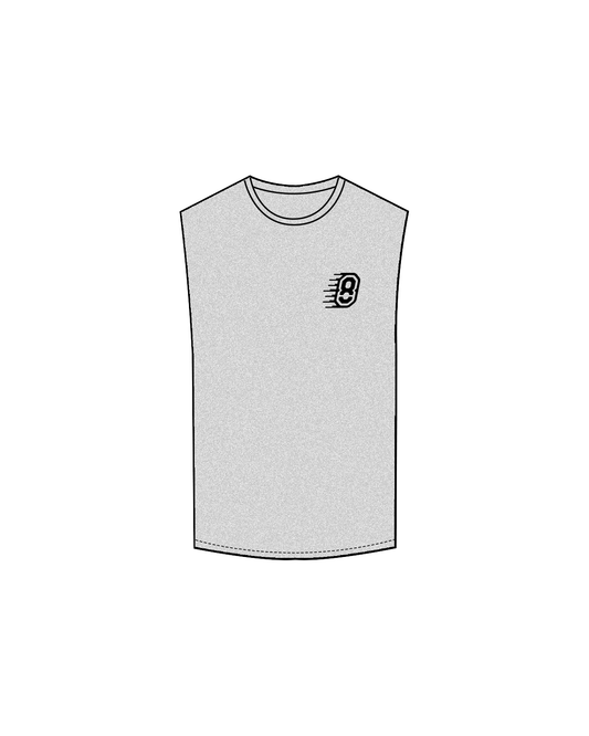 The Muscle Tank - Heather - Activ8 - Left Chest / Back - Black